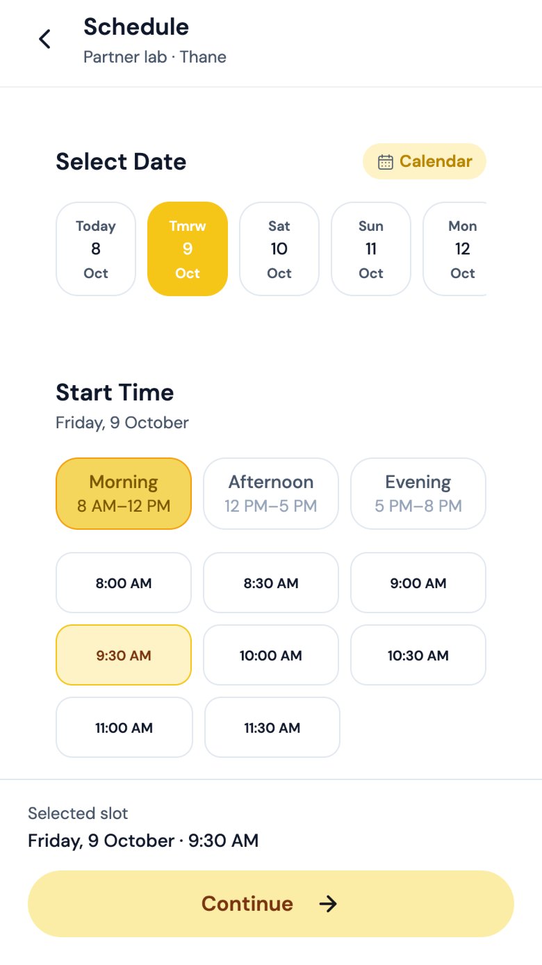 Zelnoo app: pick a date and a morning, afternoon or evening time